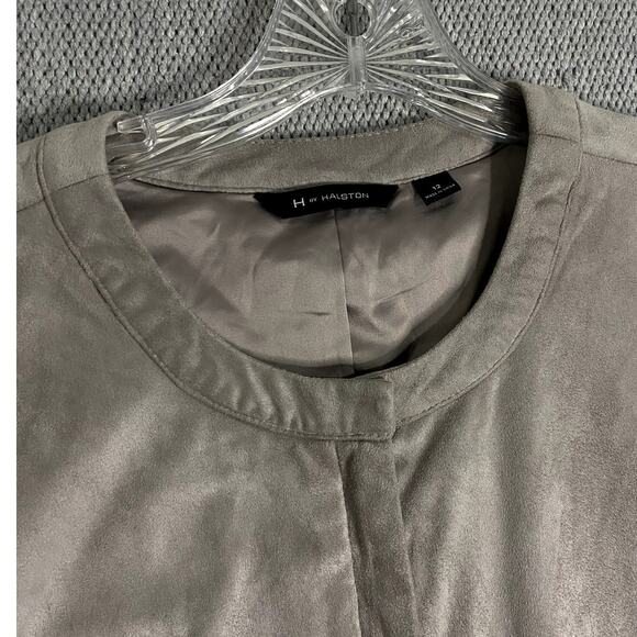 Vtg H by Halston Jacket Womens 12 Gray Two Tone Soft Pile Thermal Knit Sleeves - Picture 5 of 14